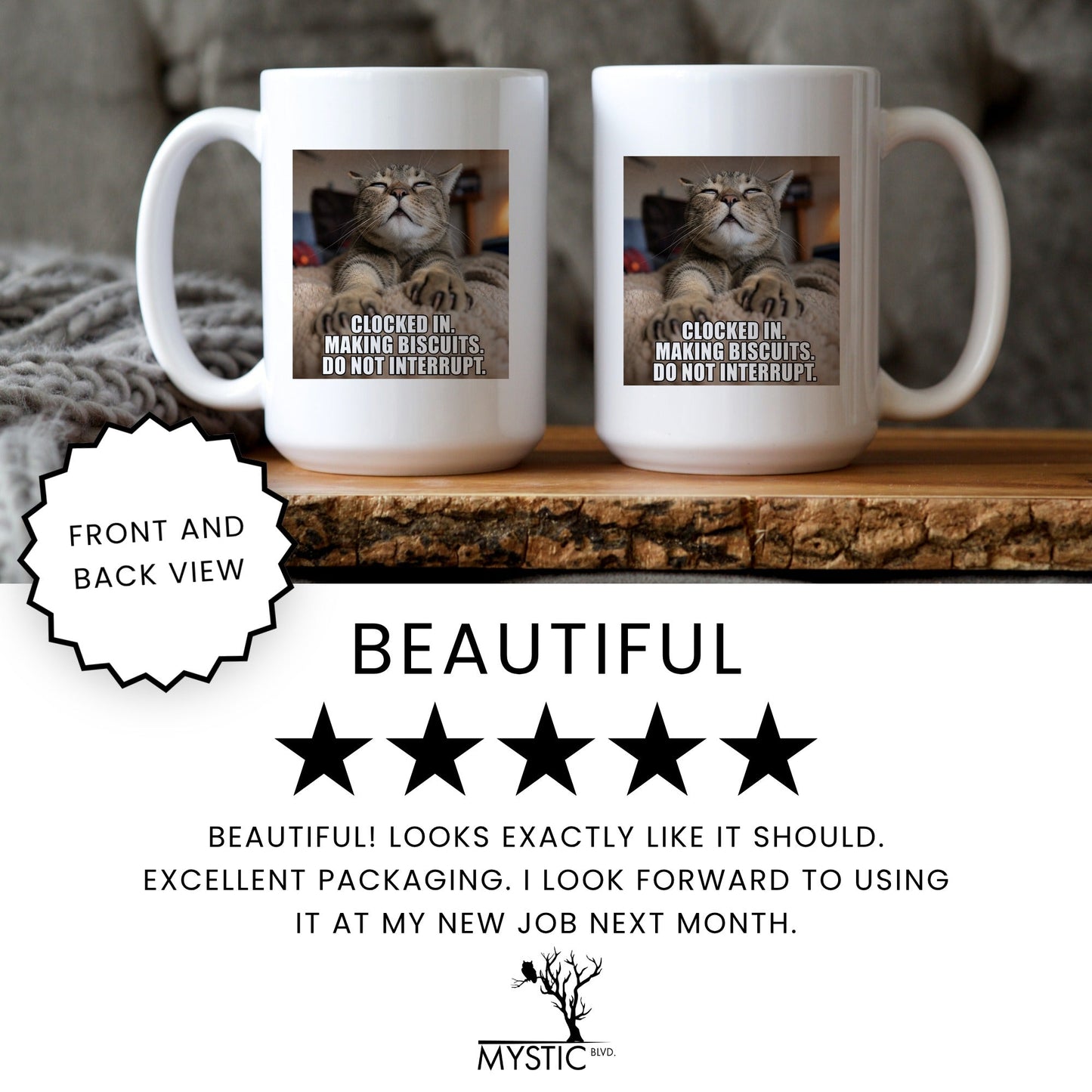 Making biscuits calico cat coffee mug