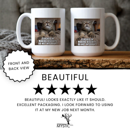 Making biscuits calico cat coffee mug