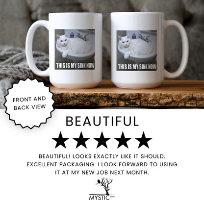 This is my sink now white cat coffee mug