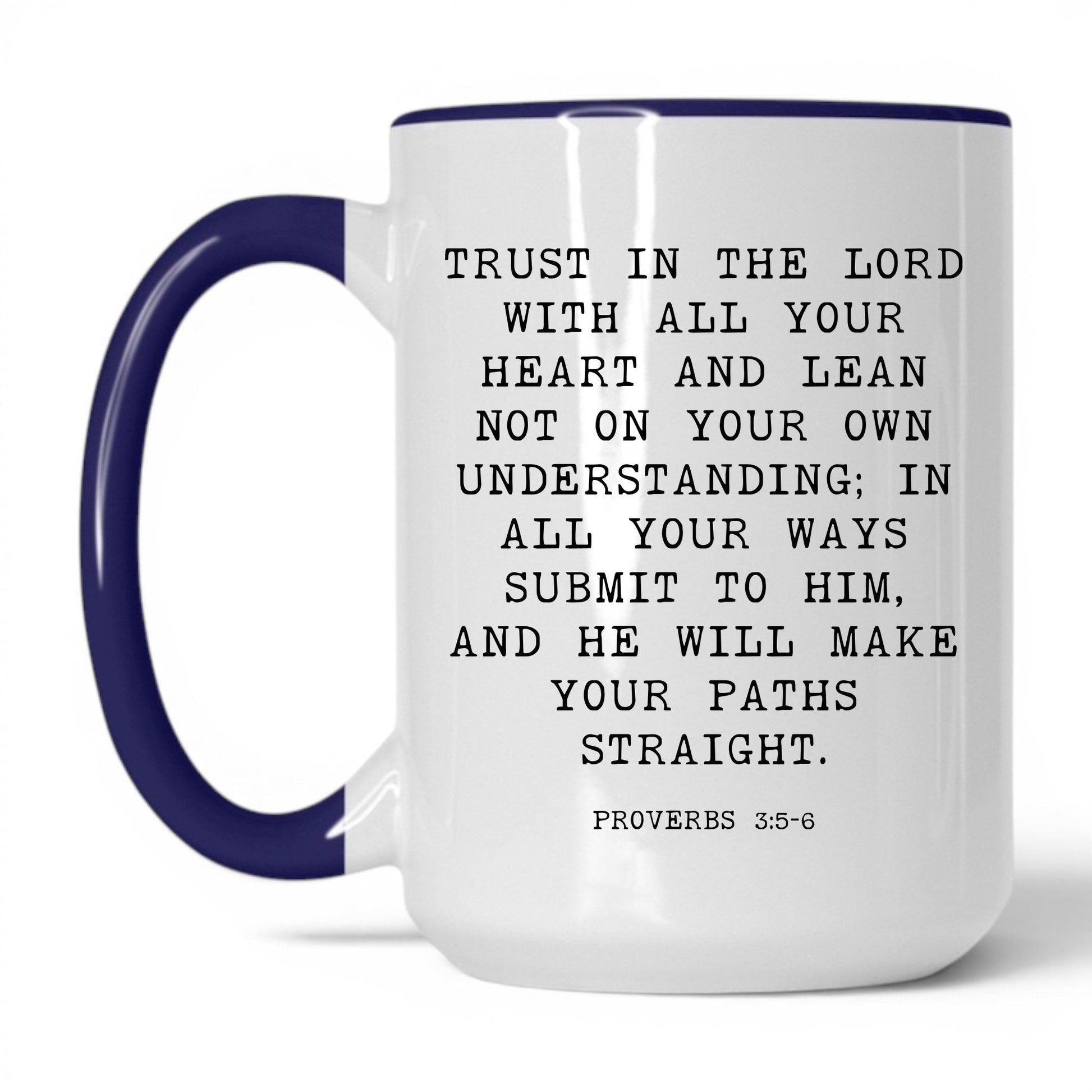 Trust in the Lord Mug – 15oz White/Midnight Blue Mug