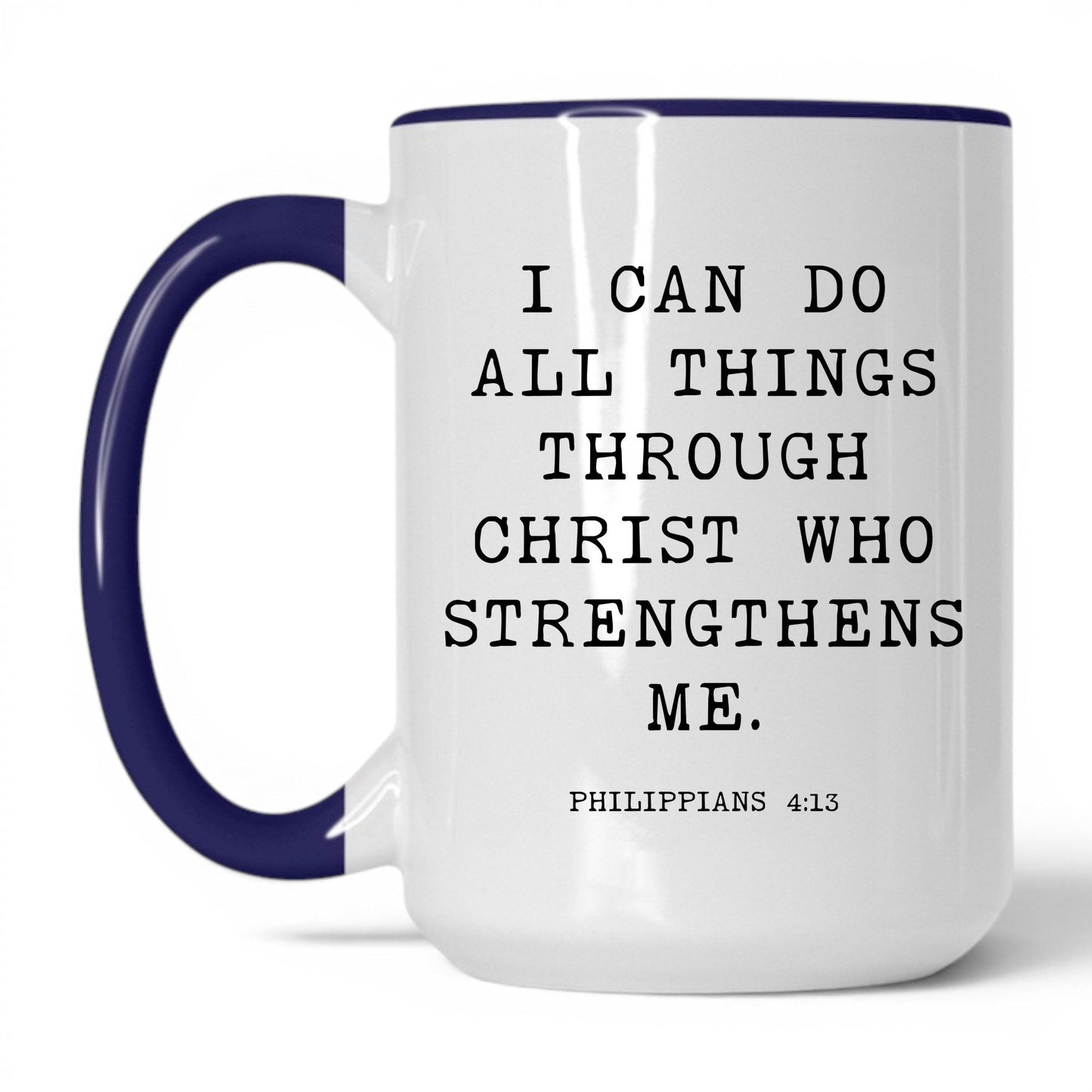 I Can Do All Things Mug – 15oz White/Midnight Blue Mug