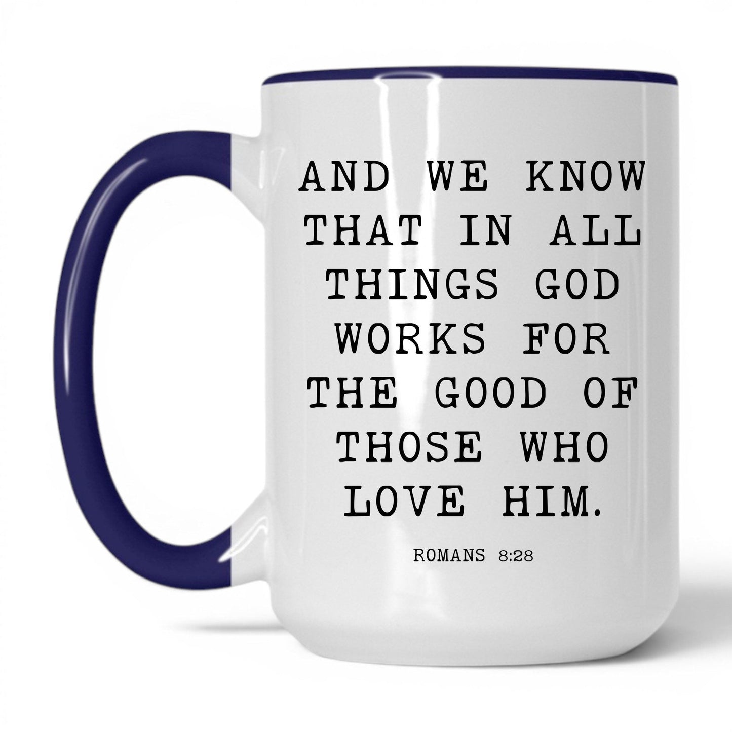 All Things Work for Good Mug – 15oz White/Midnight Blue Mug