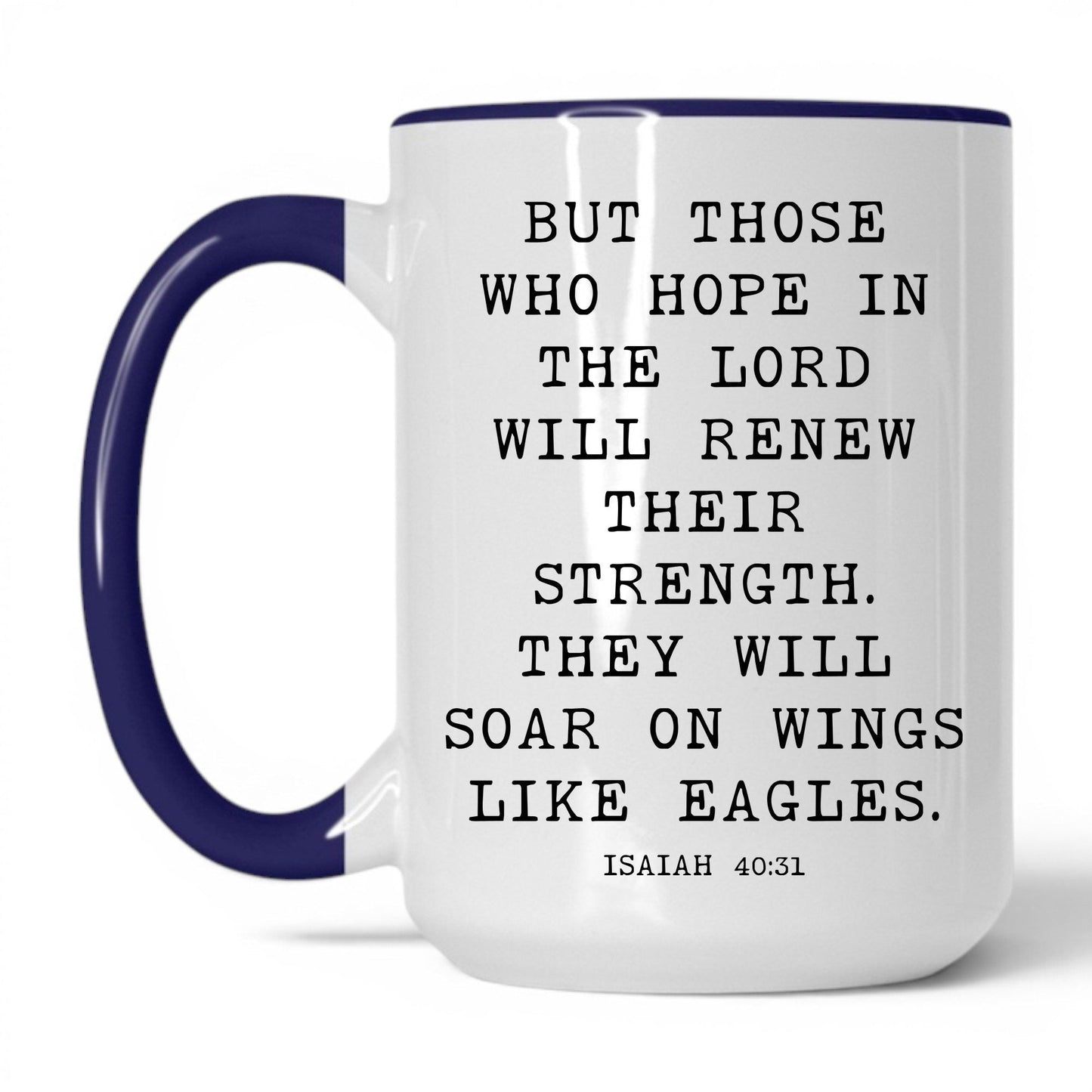 Wings Like Eagles Mug – 15oz White/Midnight Blue Mug