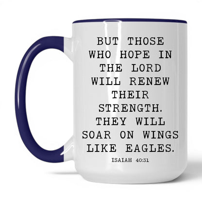 Wings Like Eagles Mug – 15oz White/Midnight Blue Mug