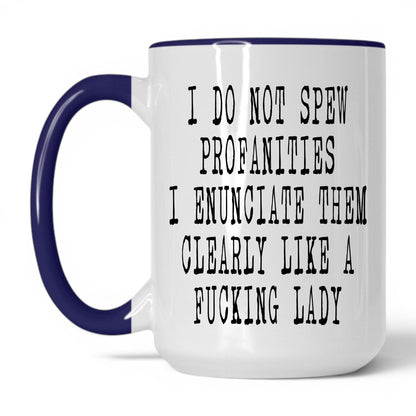 Spicy Profanities Like a Lady Mug – 15oz White/Midnight Blue Mug