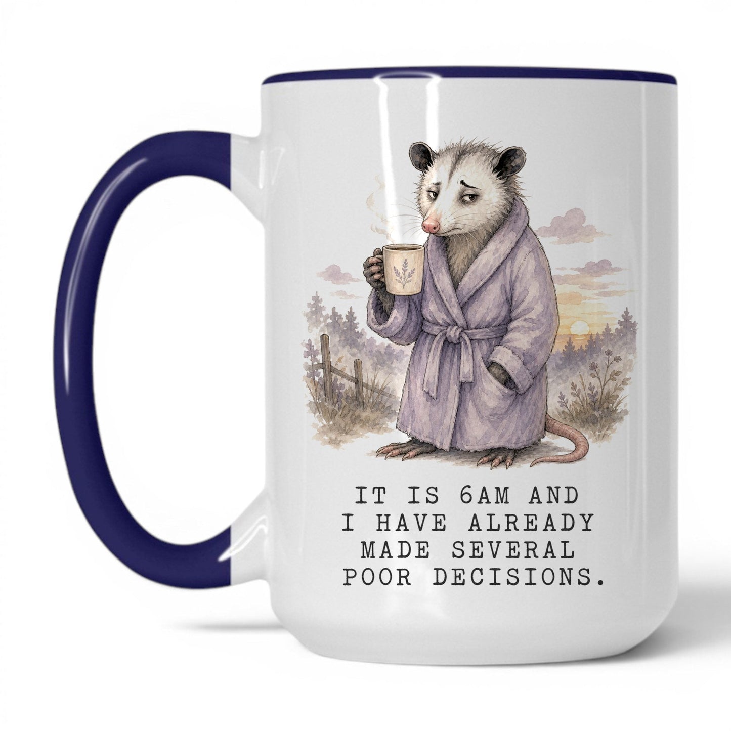 6AM Poor Decisions Opossum Mug – 15oz Midnight Blue Mug