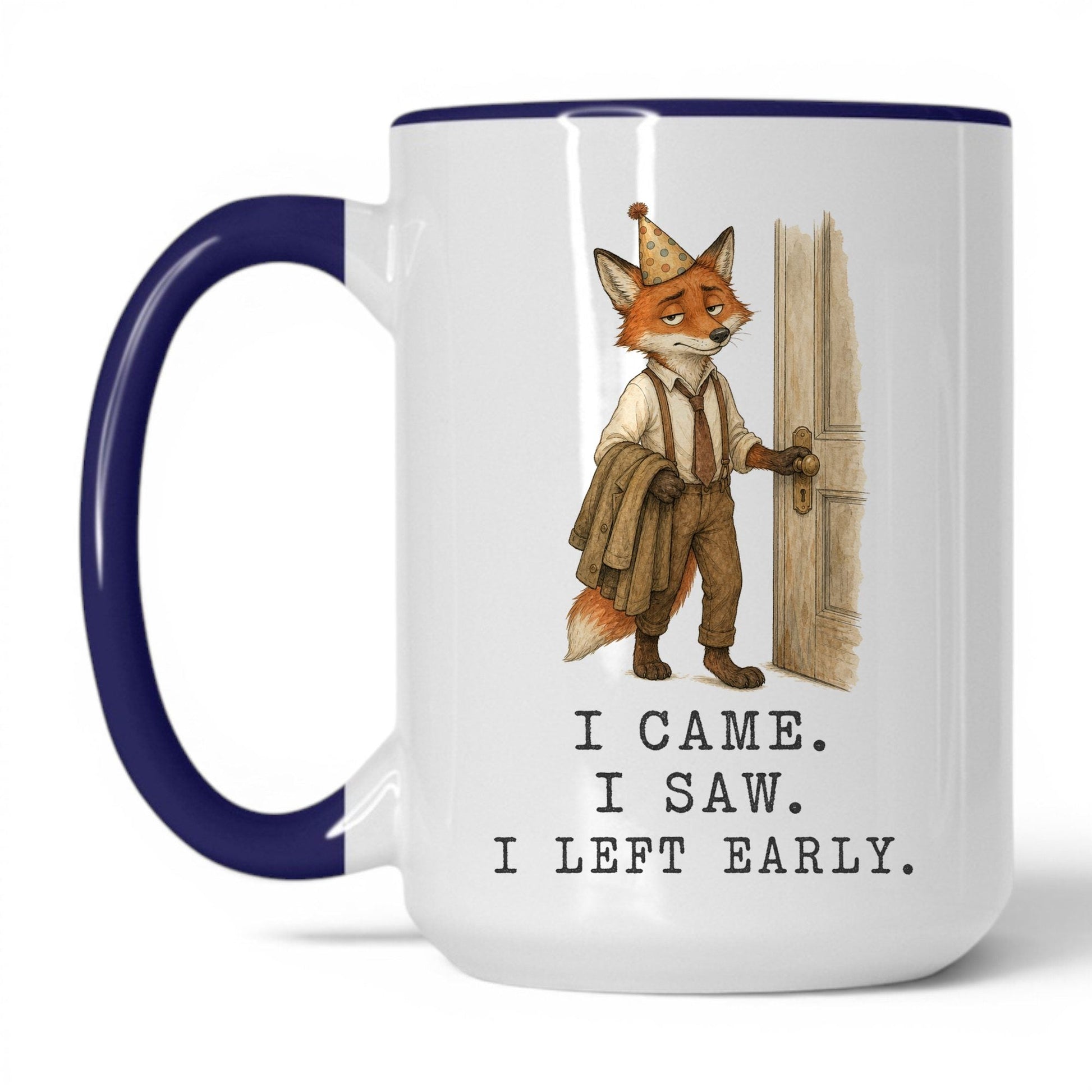 Left the Party Early Fox Mug – 15oz Midnight Blue Mug