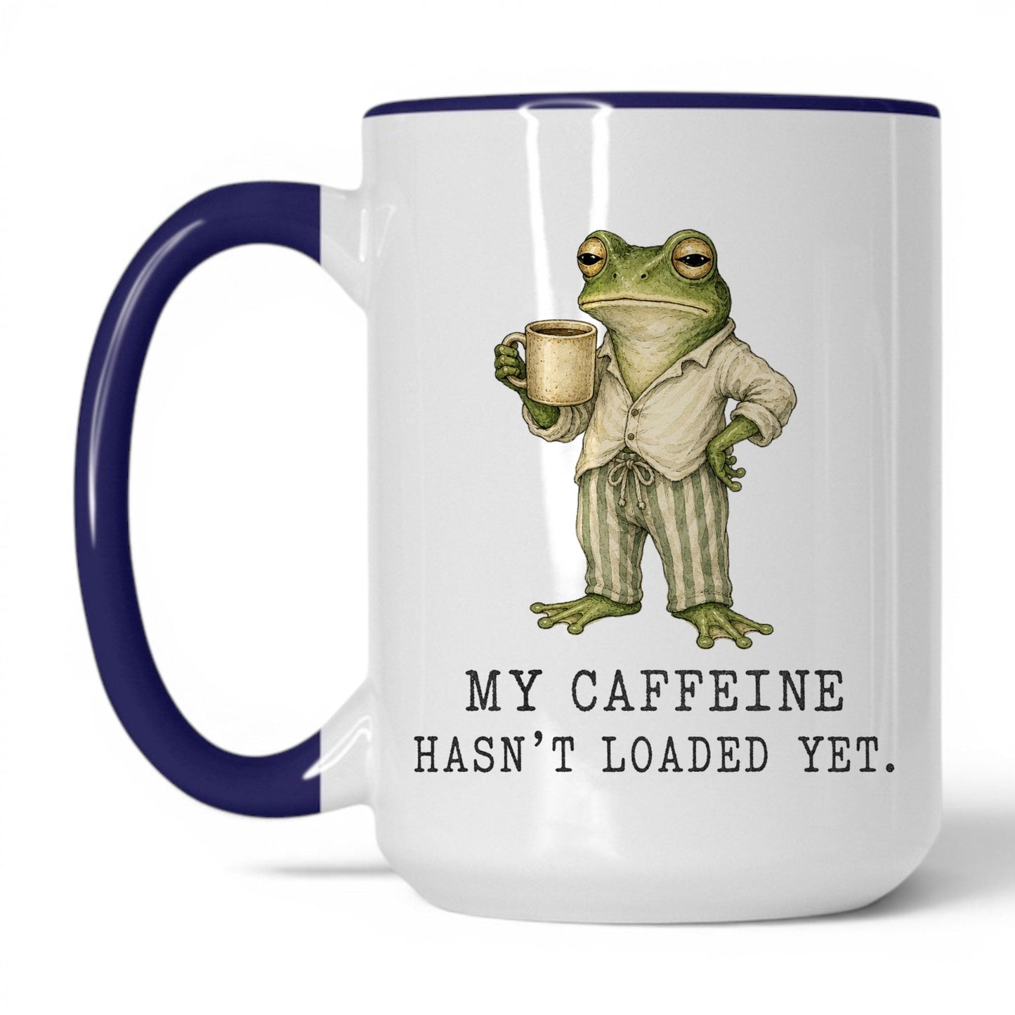 Not a Morning Person Frog Mug – 15oz White/Midnight Blue Mug