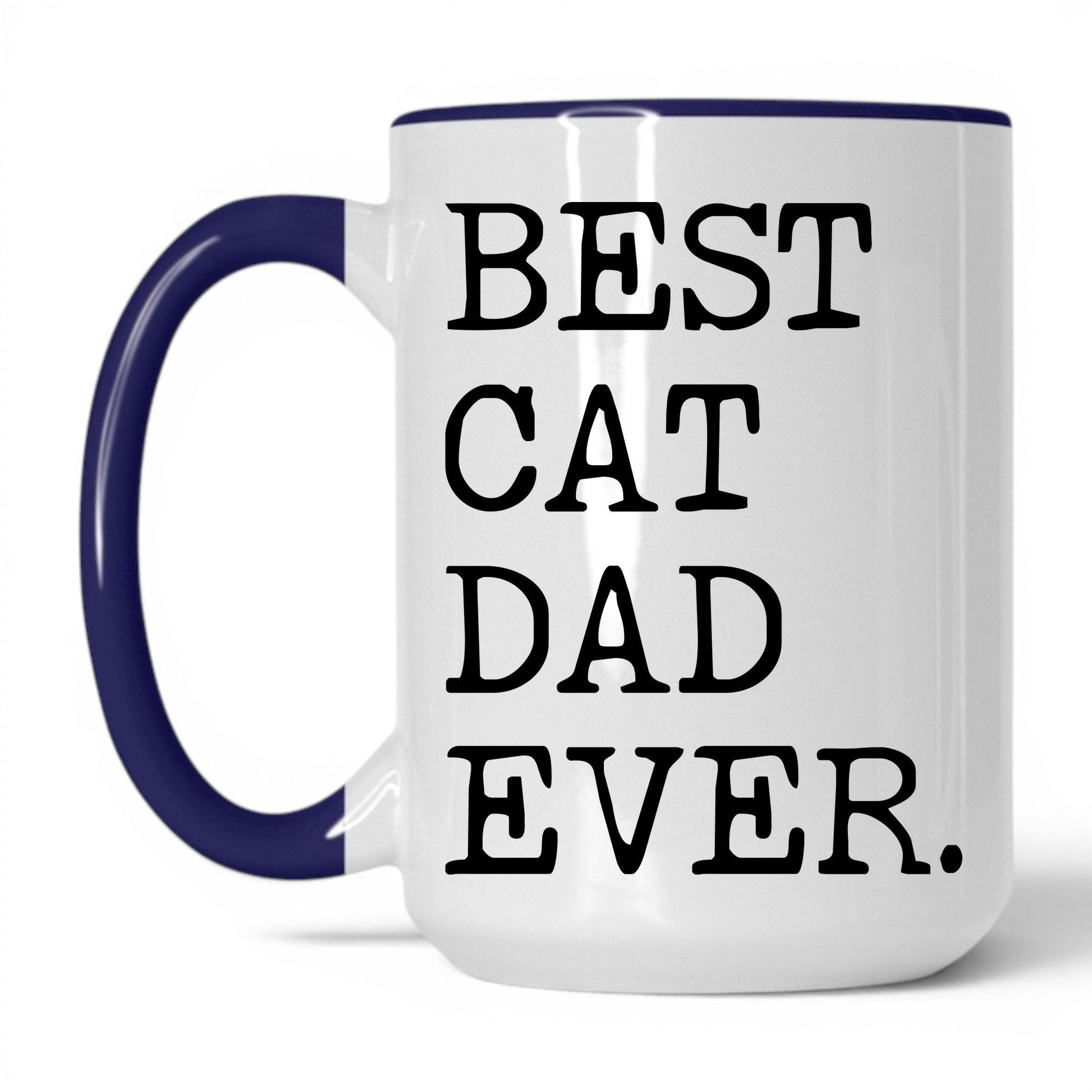 Best Cat Dad Ever 15oz white and midnight blue coffee mug