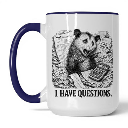 I Have Questions Opossum Coffee Mug