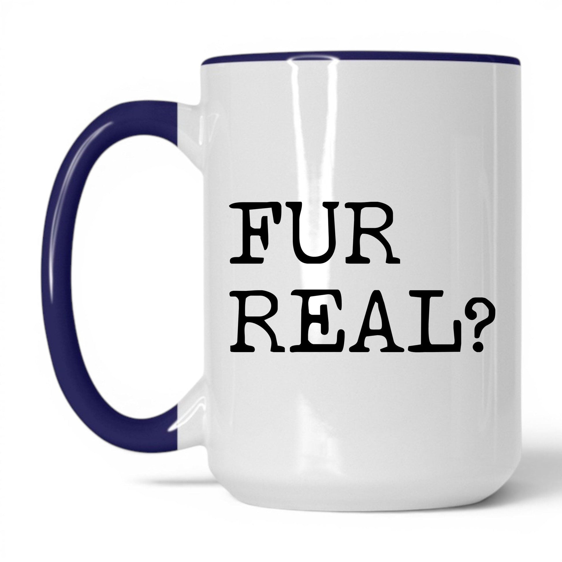 Fur Real 15oz white and midnight blue coffee mug