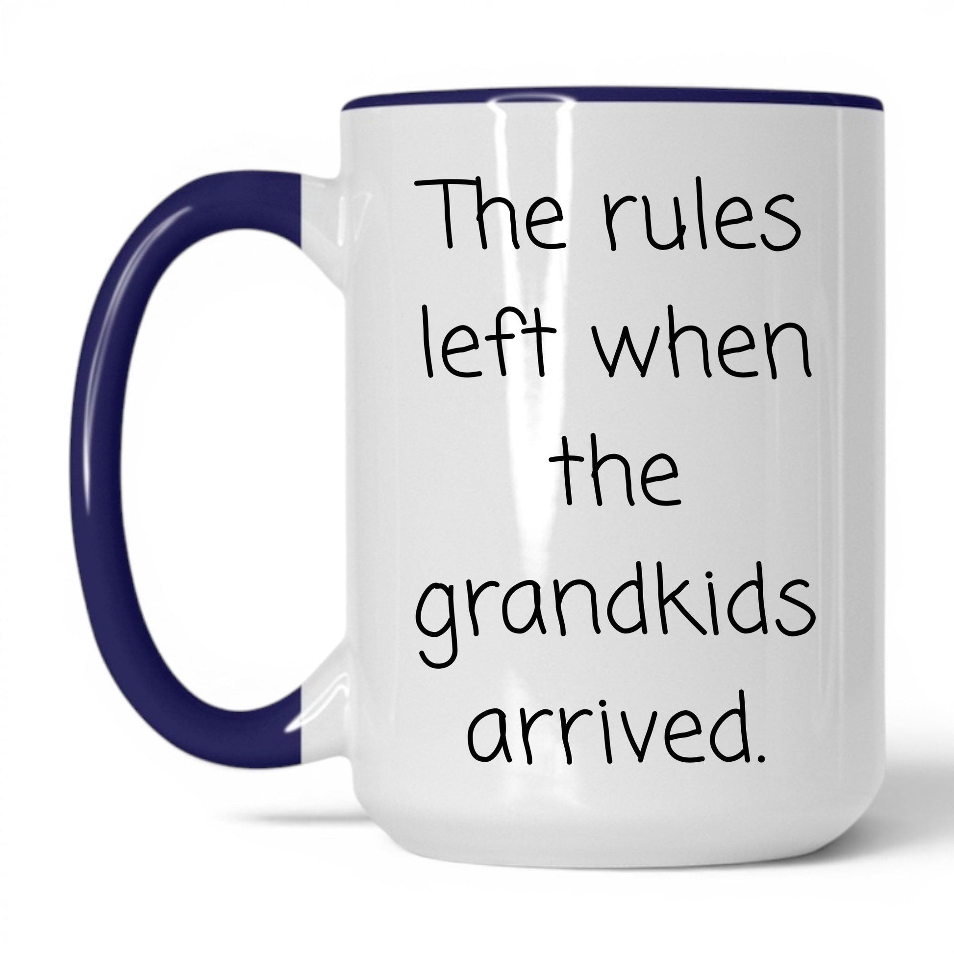 Rules Left When Grandkids Arrived Mug – 15oz White/Midnight Blue Mug