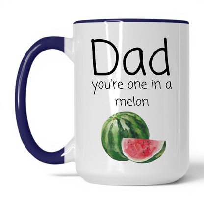 Dad You're One in a Melon Mug – 15oz White/Midnight Blue Mug