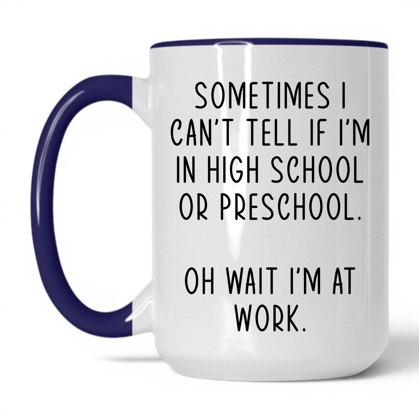 High School or Preschool Mug – 15oz White/Midnight Blue Mug