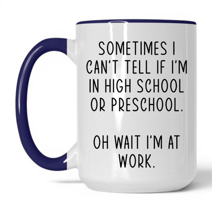 High School or Preschool Mug – 15oz White/Midnight Blue Mug