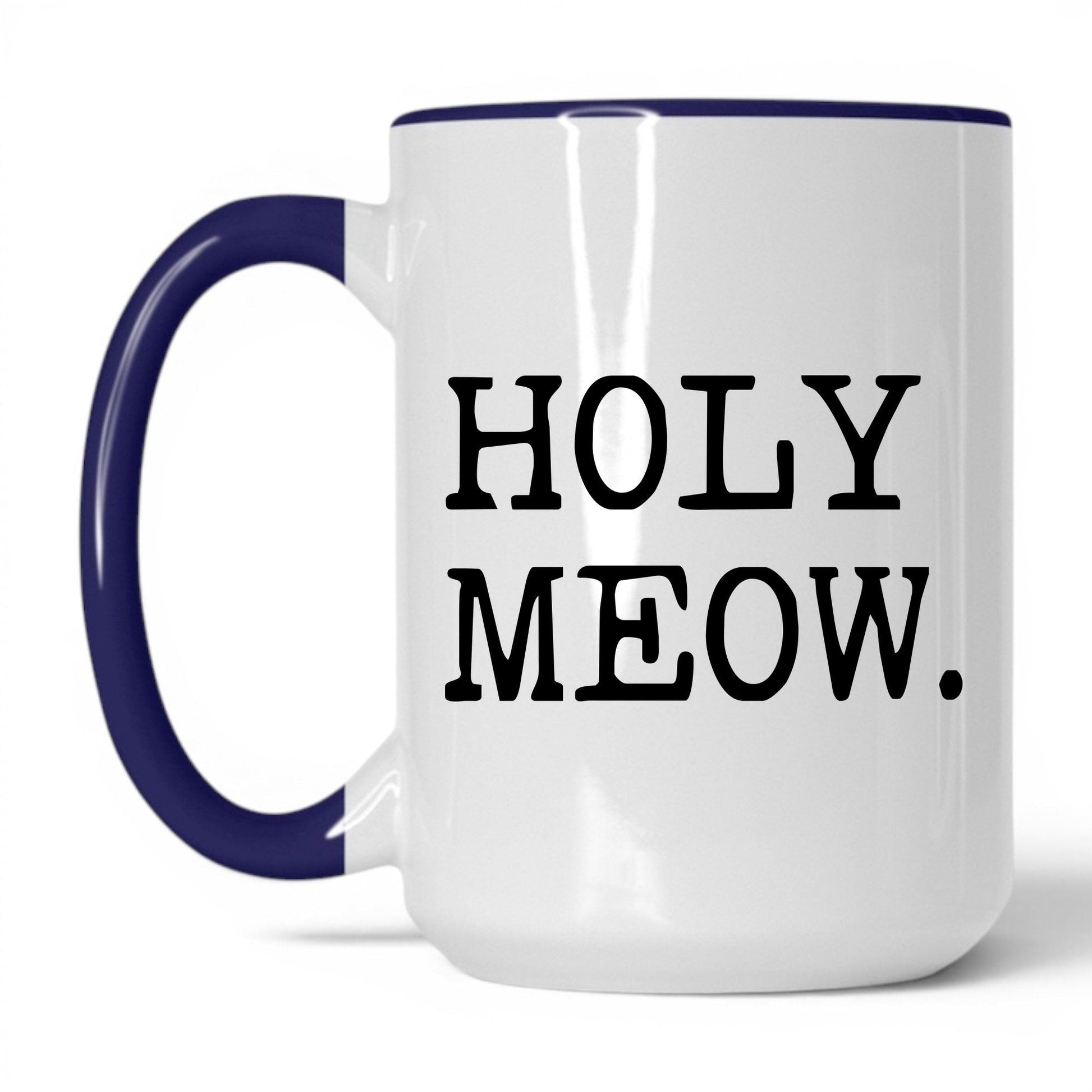Holy Meow 15oz white and midnight blue coffee mug