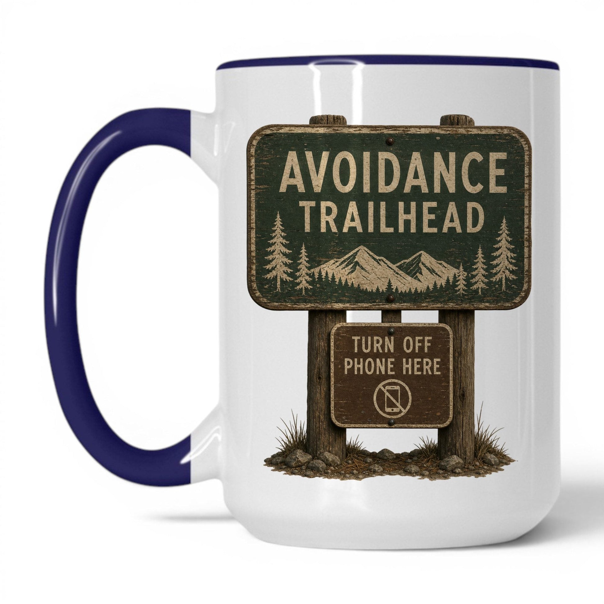 Avoidance Trailhead Mug – 15oz White/Midnight Blue Mug