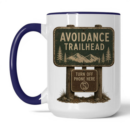 Avoidance Trailhead Mug – 15oz White/Midnight Blue Mug