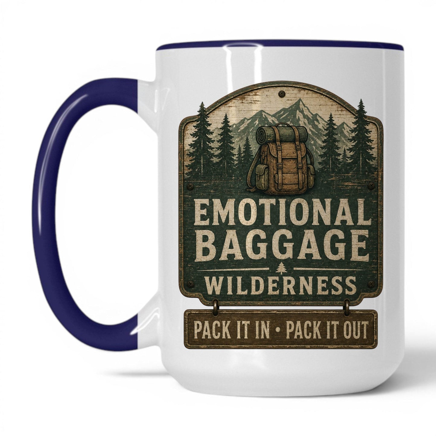 Emotional Baggage Wilderness Mug – 15oz White/Midnight Blue Mug