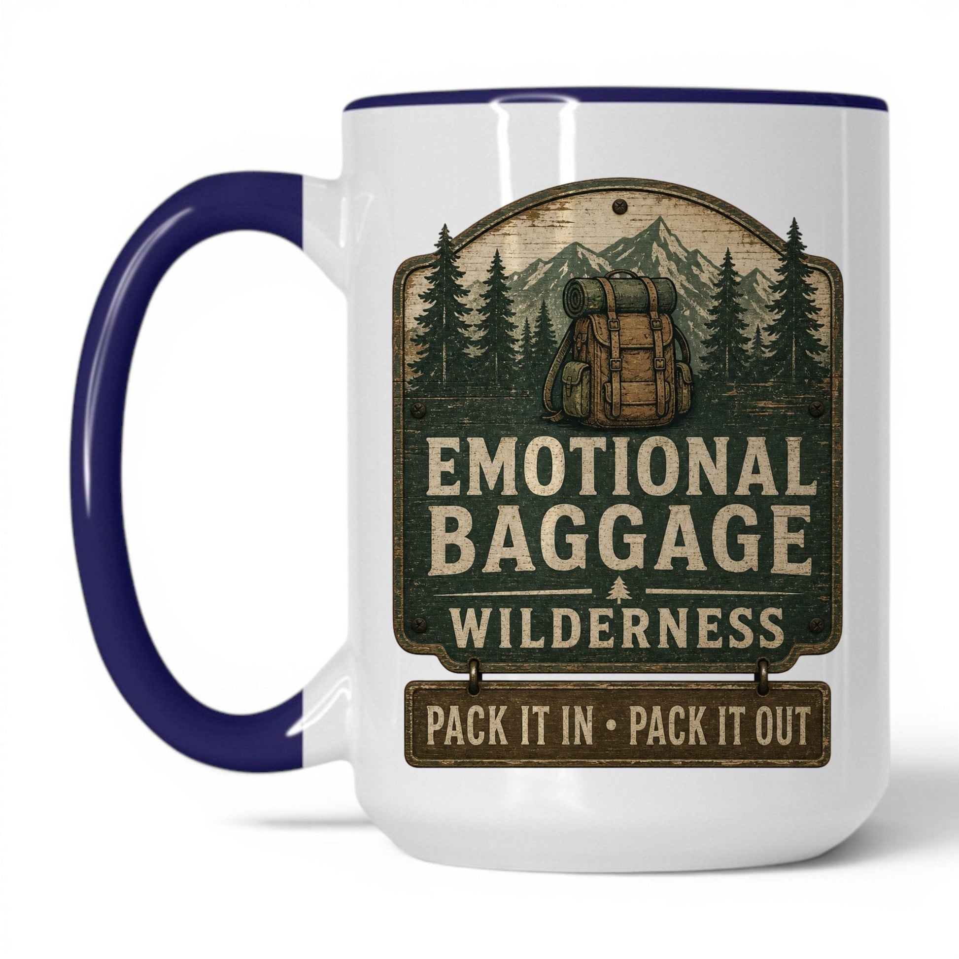 Emotional Baggage Wilderness Mug – 15oz White/Midnight Blue Mug