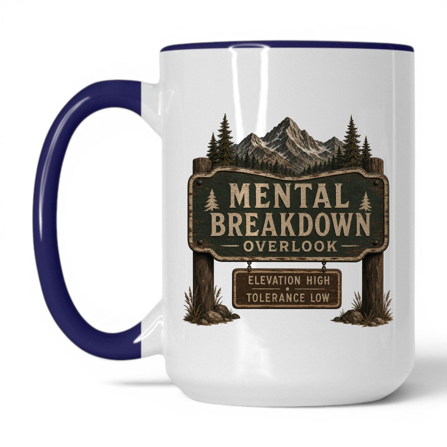 Mental Breakdown Overlook Mug – 15oz White/Midnight Blue Mug