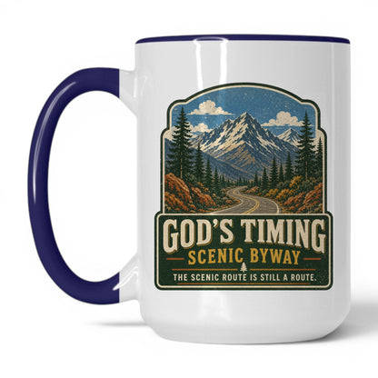 God's Timing Scenic Byway Mug – 15oz White/Midnight Blue Mug