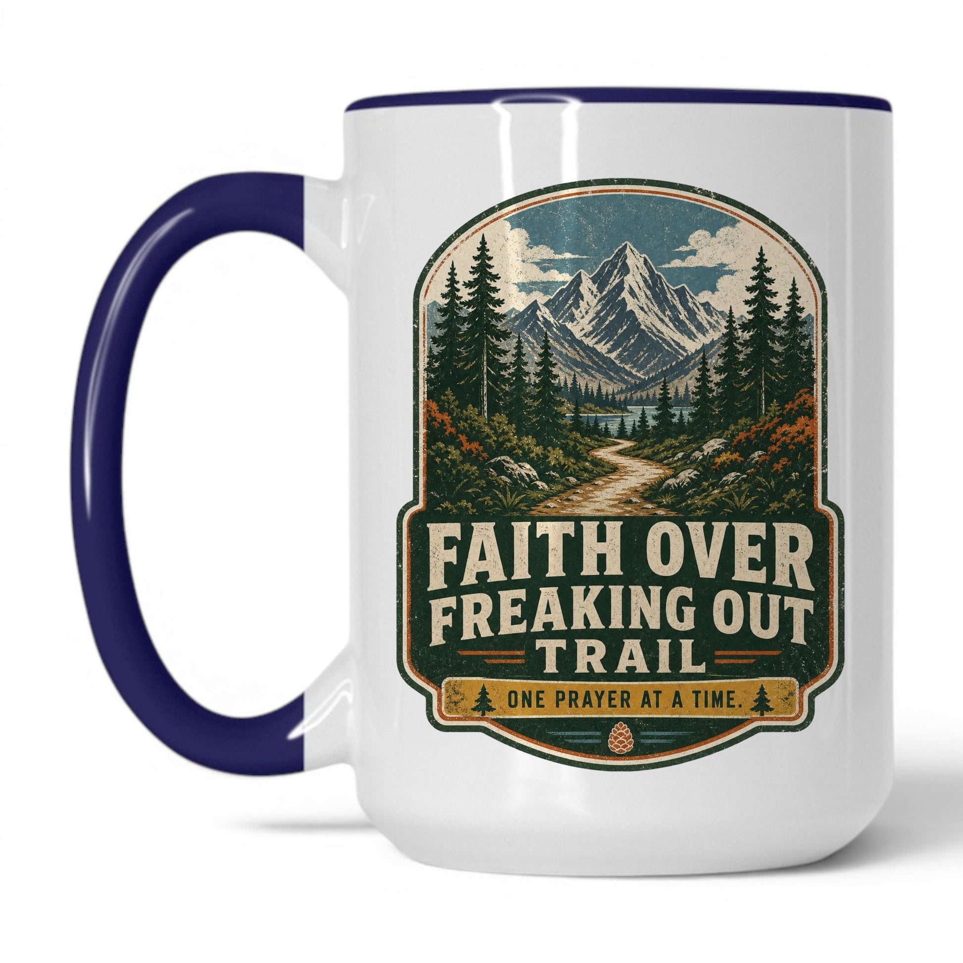 Faith Over Freaking Out Trail Mug – 11oz White/Black Mug