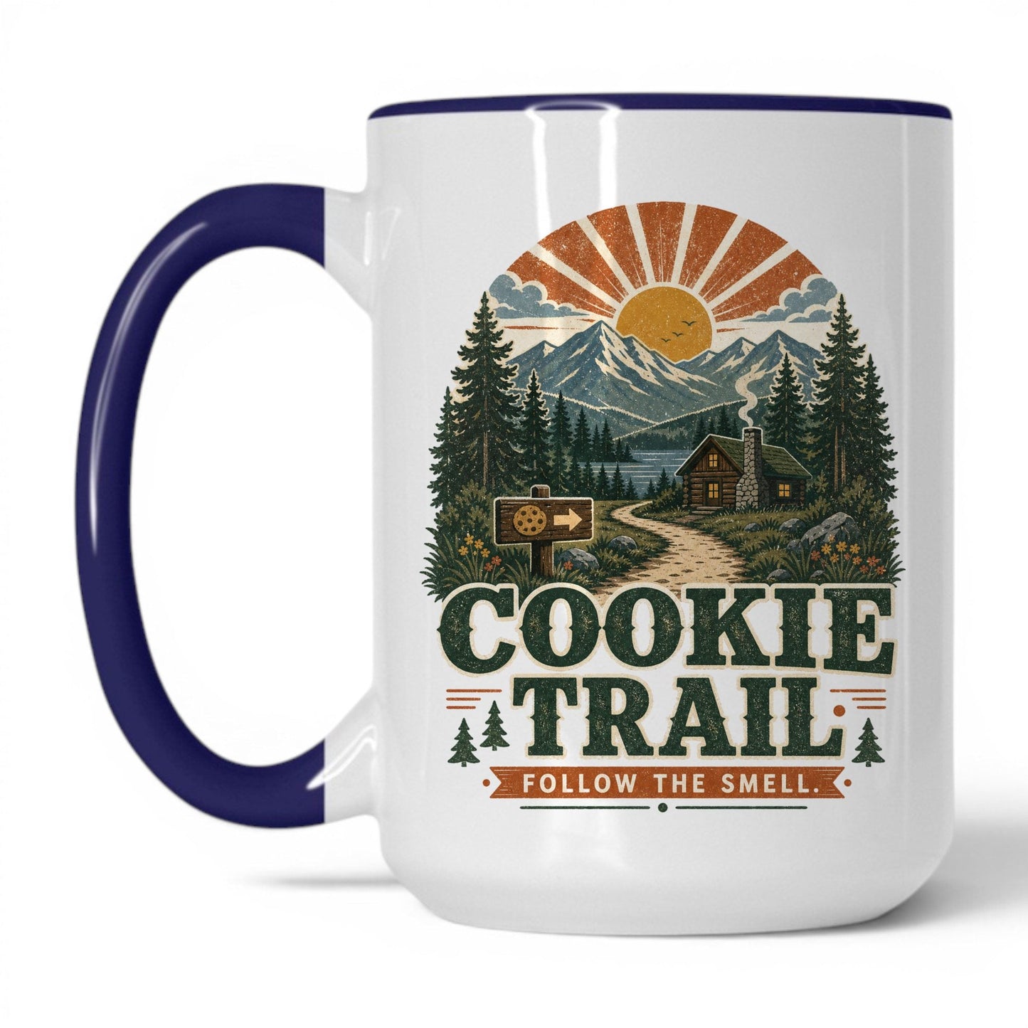 Cookie Trail Mug – 15oz White/Midnight Blue Mug