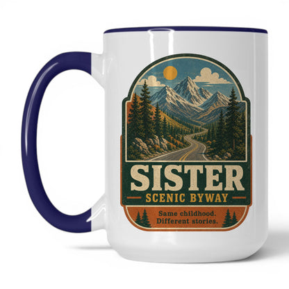 Sister Scenic Byway Mug – 15oz White/Midnight Blue Mug