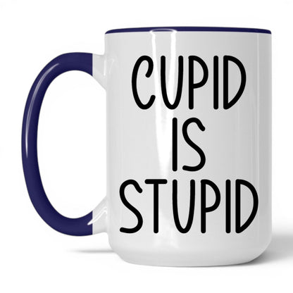Cupid Is Stupid Mug – 15oz White/Midnight Blue Mug