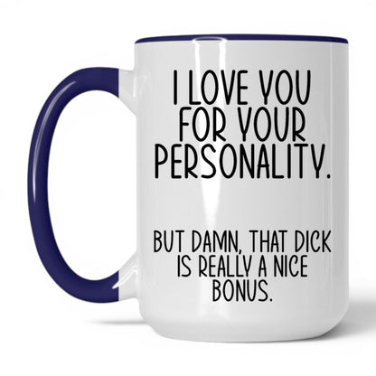 The Bonus Is Really Nice Mug – 15oz White/Midnight Blue Mug