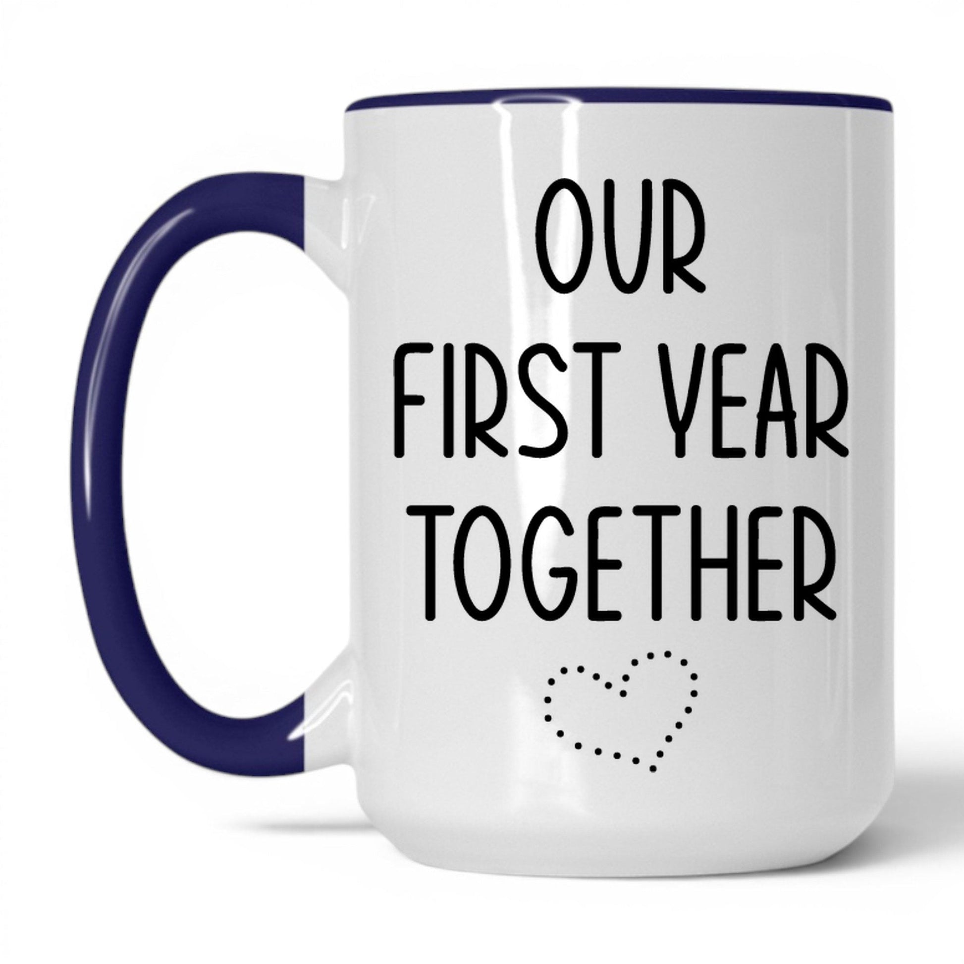 Our First Year Together Mug – 15oz White/Midnight Blue Mug
