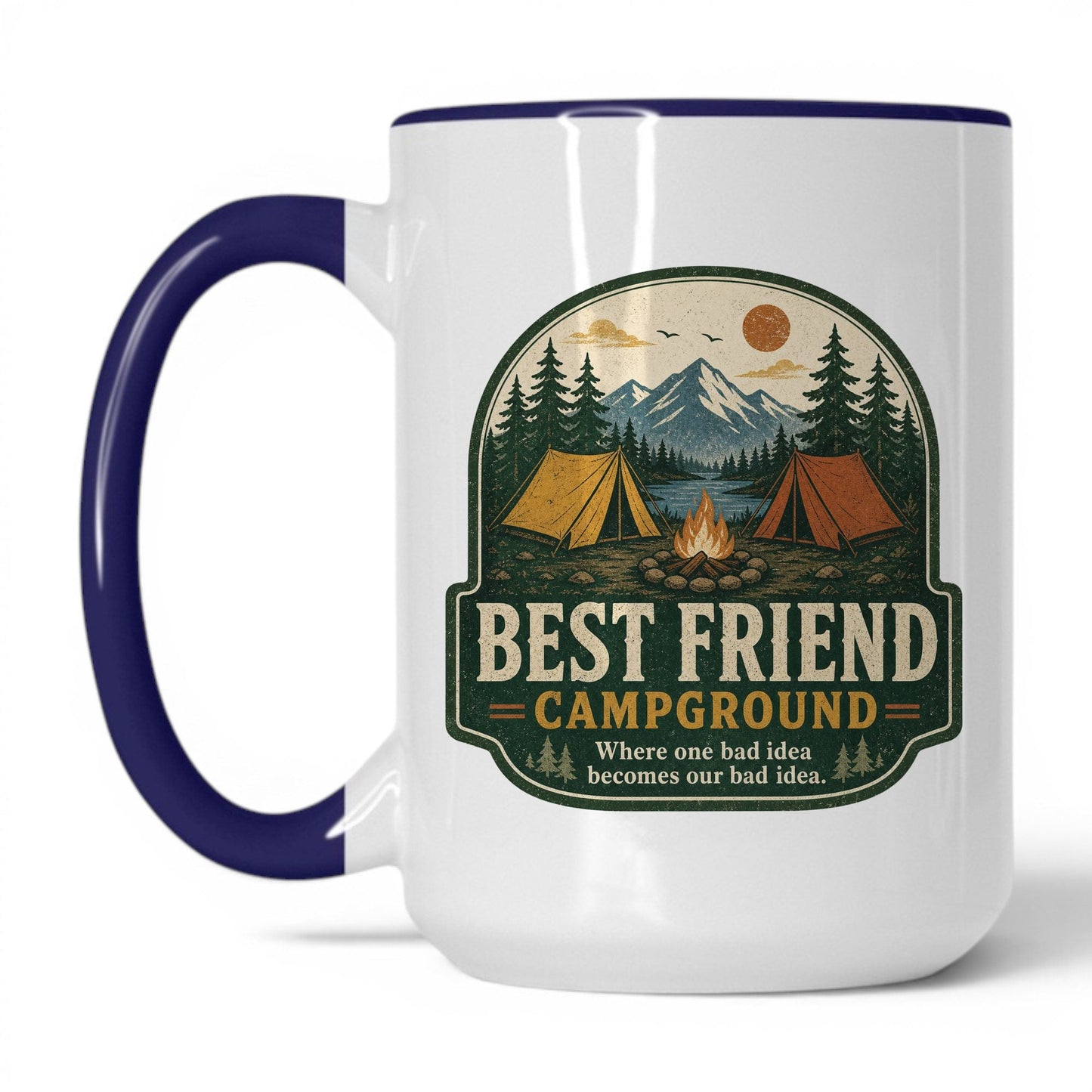 Best Friend Campground Mug – 15oz White/Midnight Blue Mug