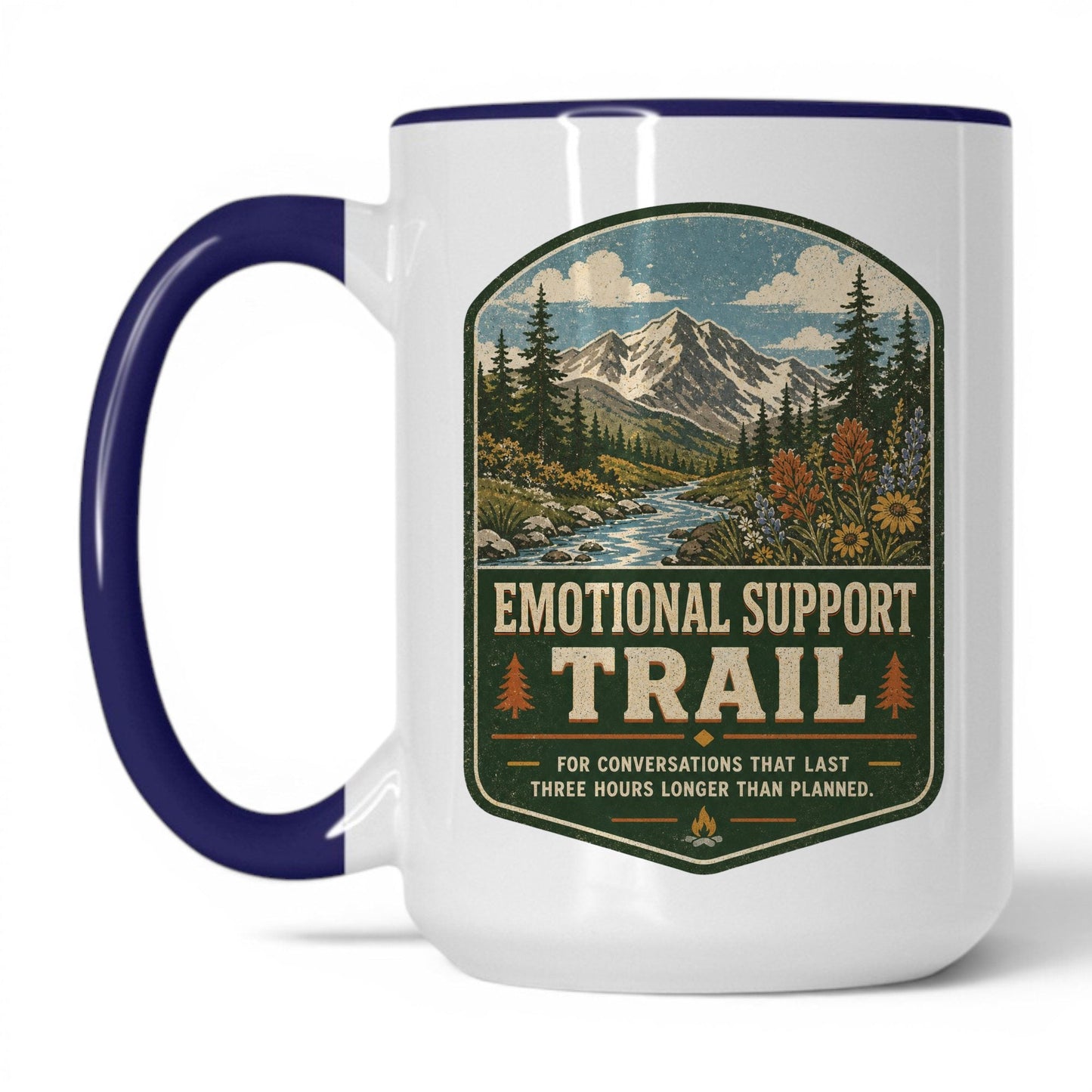 Emotional Support Trail Mug – 15oz White/Midnight Blue Mug