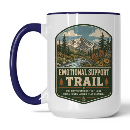 Emotional Support Trail Mug – 15oz White/Midnight Blue Mug