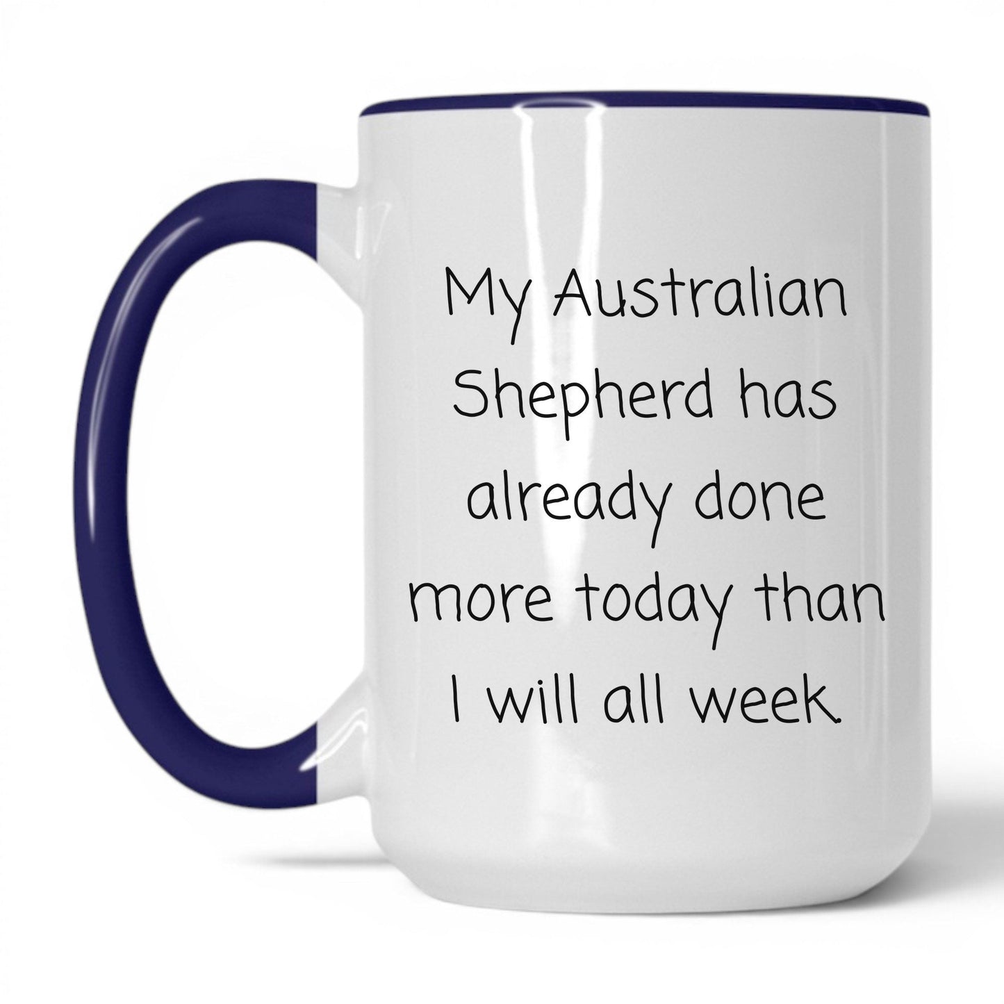 Australian Shepherd Dog Lover Mug – 15oz White/Midnight Blue Mug