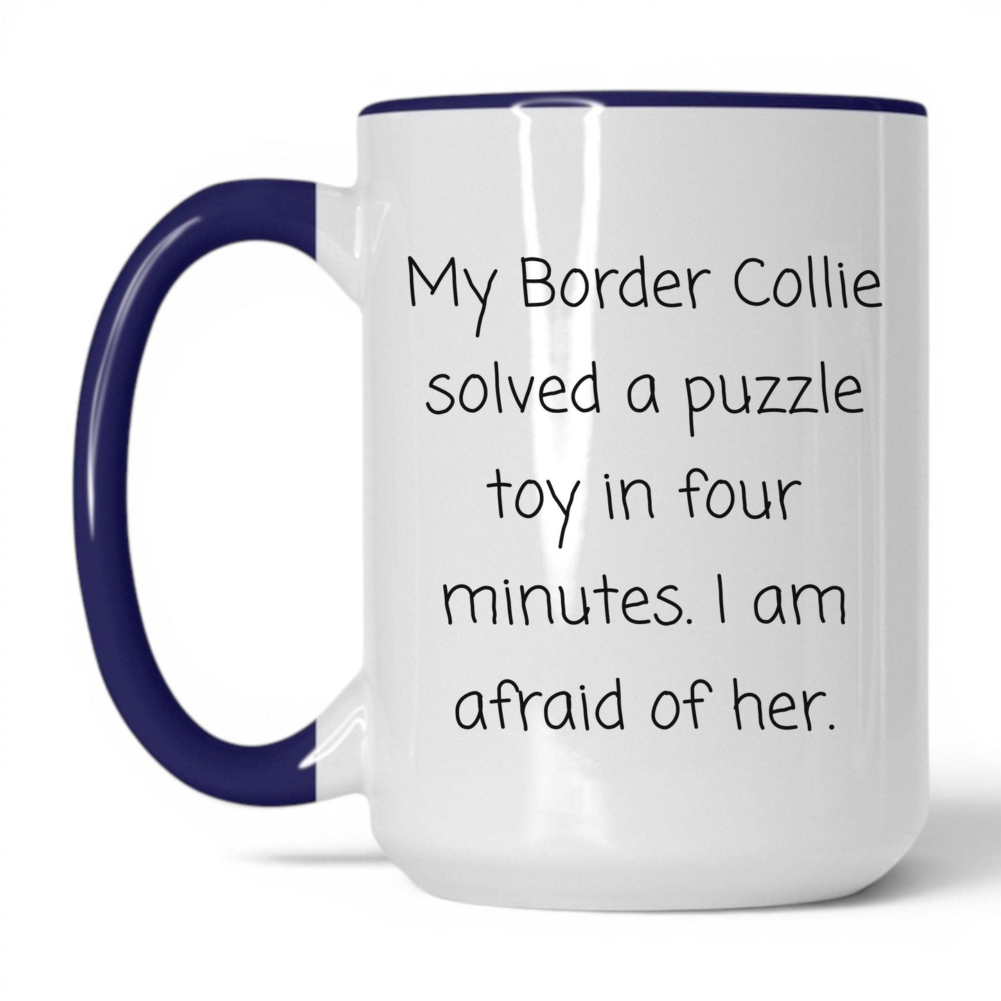 Border Collie Dog Mom Mug – 15oz White/Midnight Blue Mug