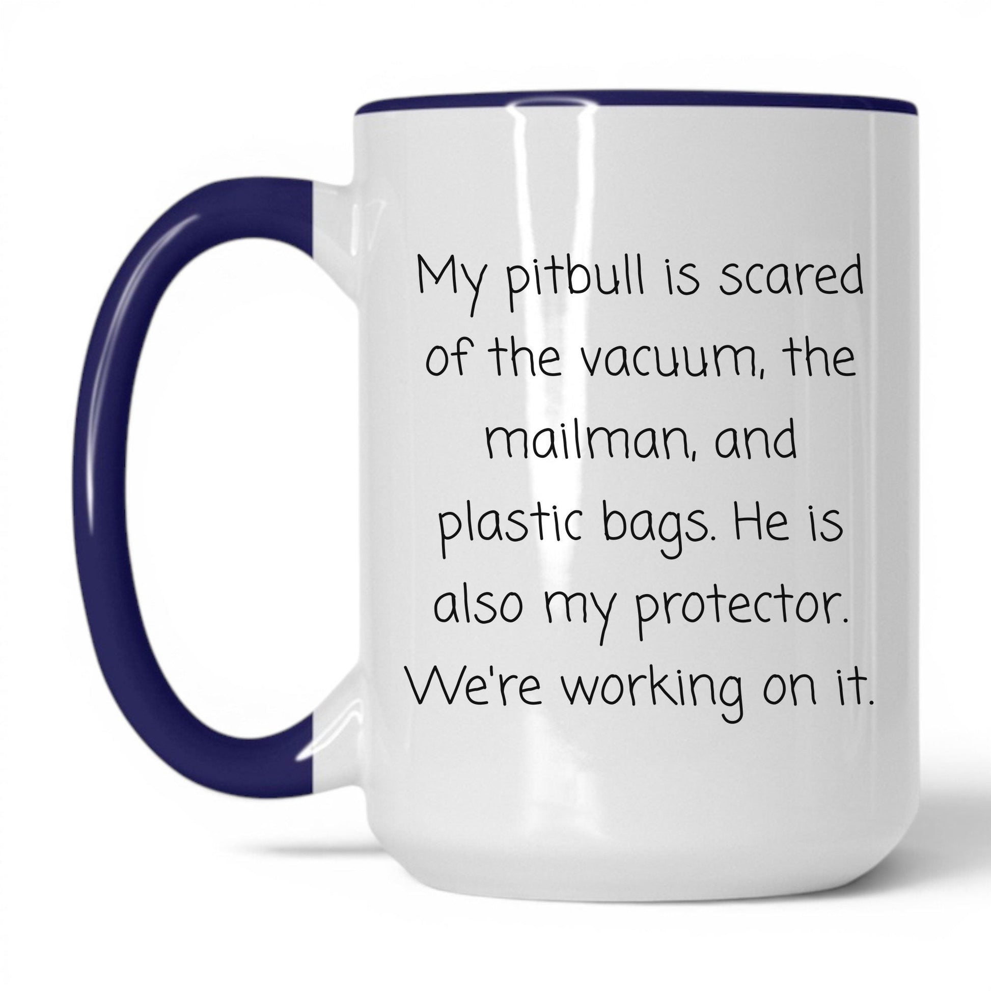 Pitbull Dog Lover Mug – 15oz White/Midnight Blue Mug