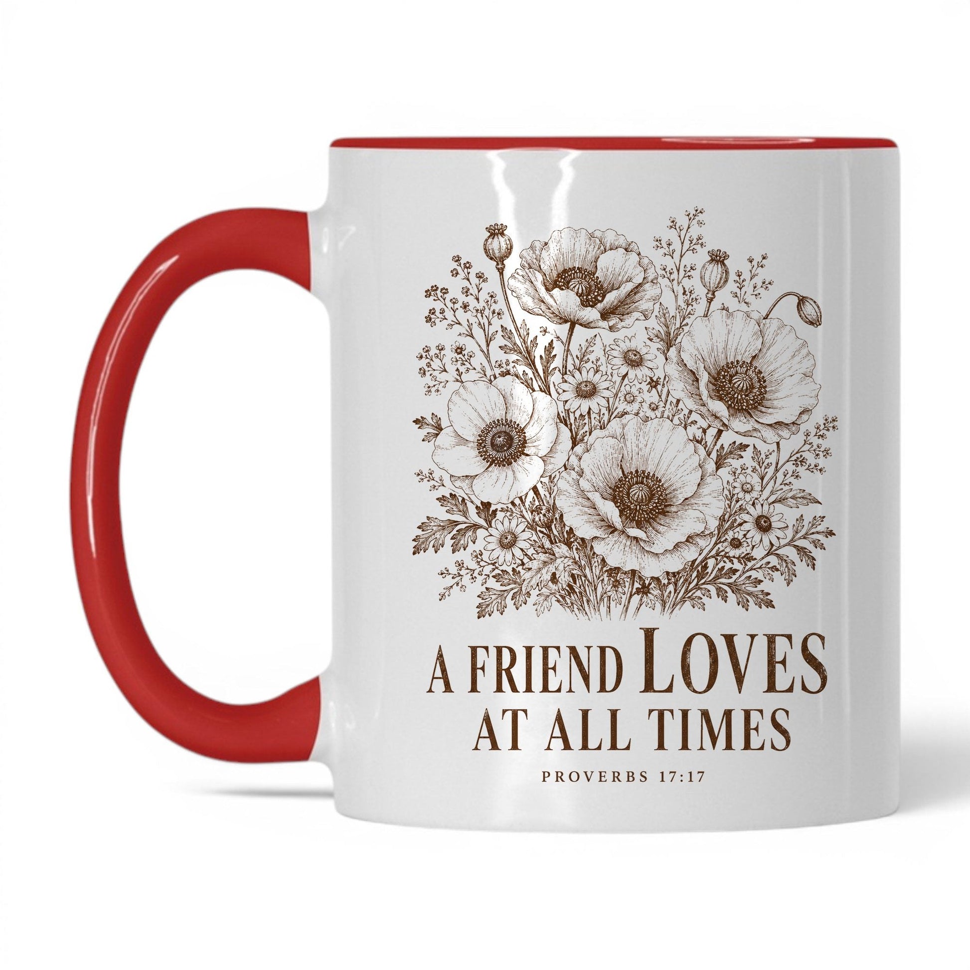 A Friend Loves at All Times 11oz White Red coffee mug