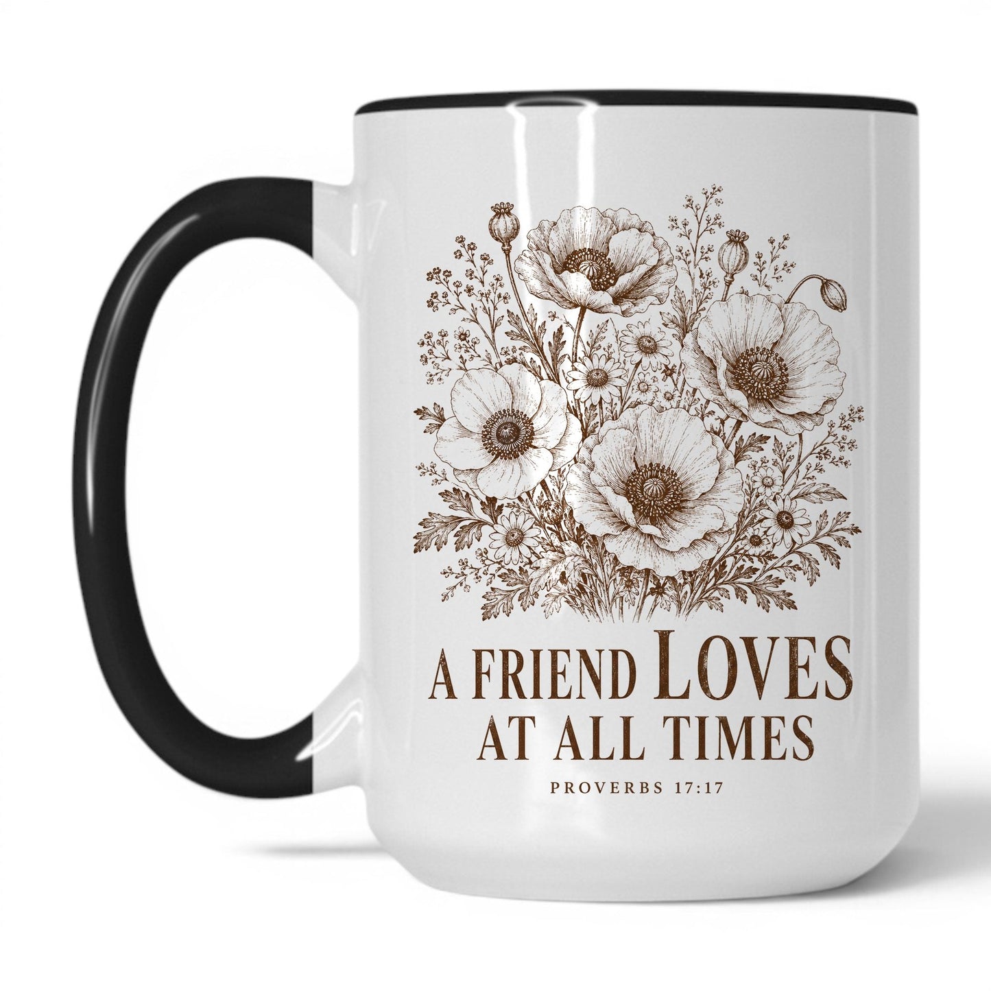 A Friend Loves at All Times 15oz White Black coffee mug