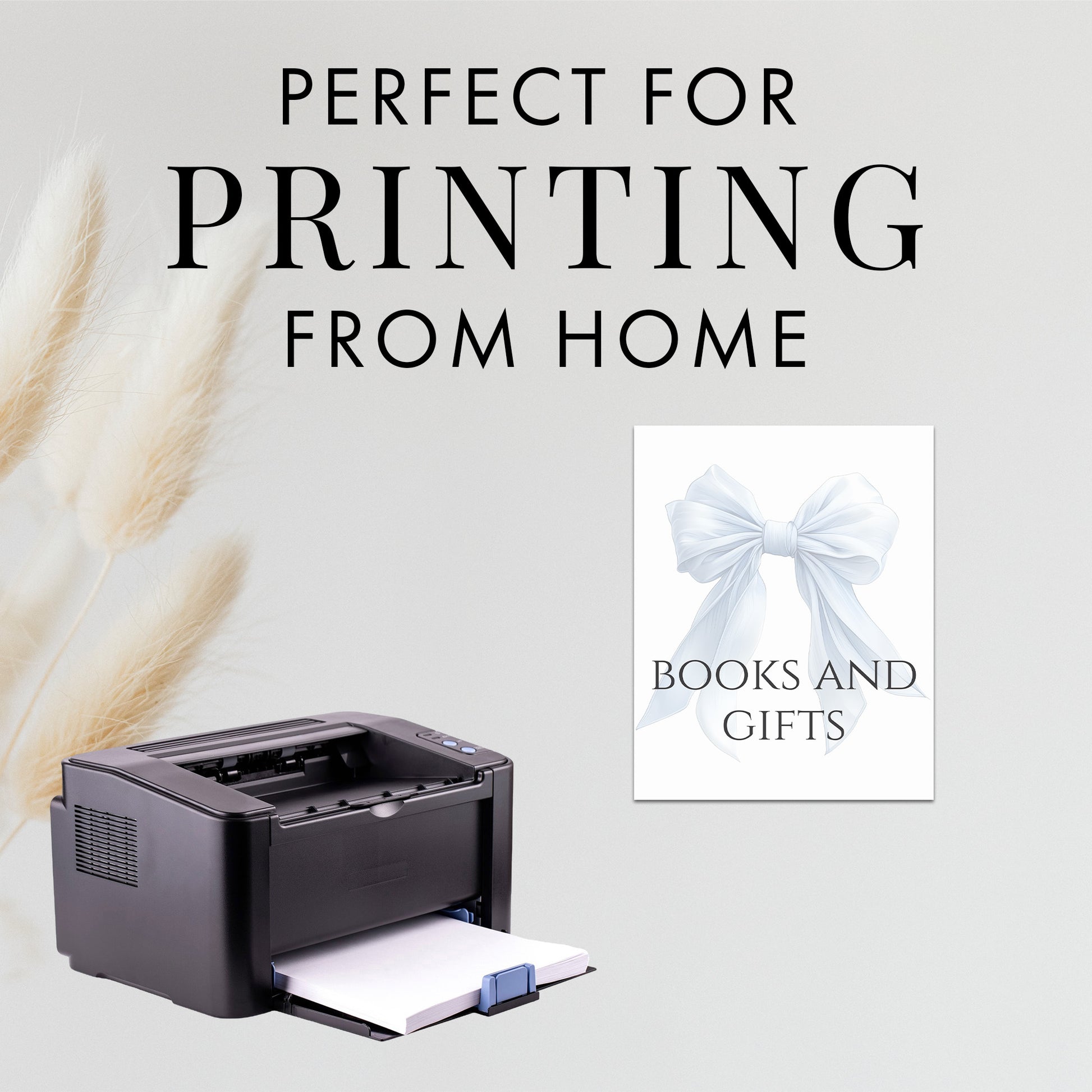 Printable Elegant White Bow Baby Shower Books and Gifts Sign