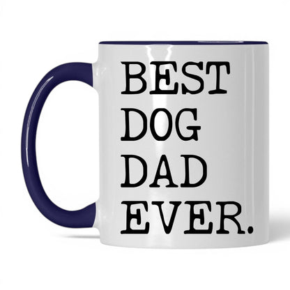 Best Dog Dad Ever 11oz white and midnight blue coffee mug