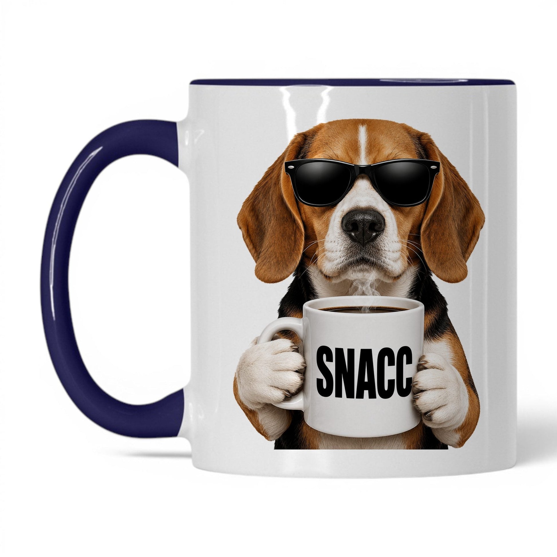 Beagle Snacc coffee mug — 11oz White Midnight Blue