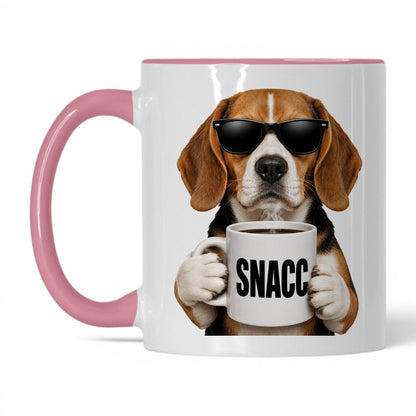 Beagle Snacc coffee mug — 11oz White Pink