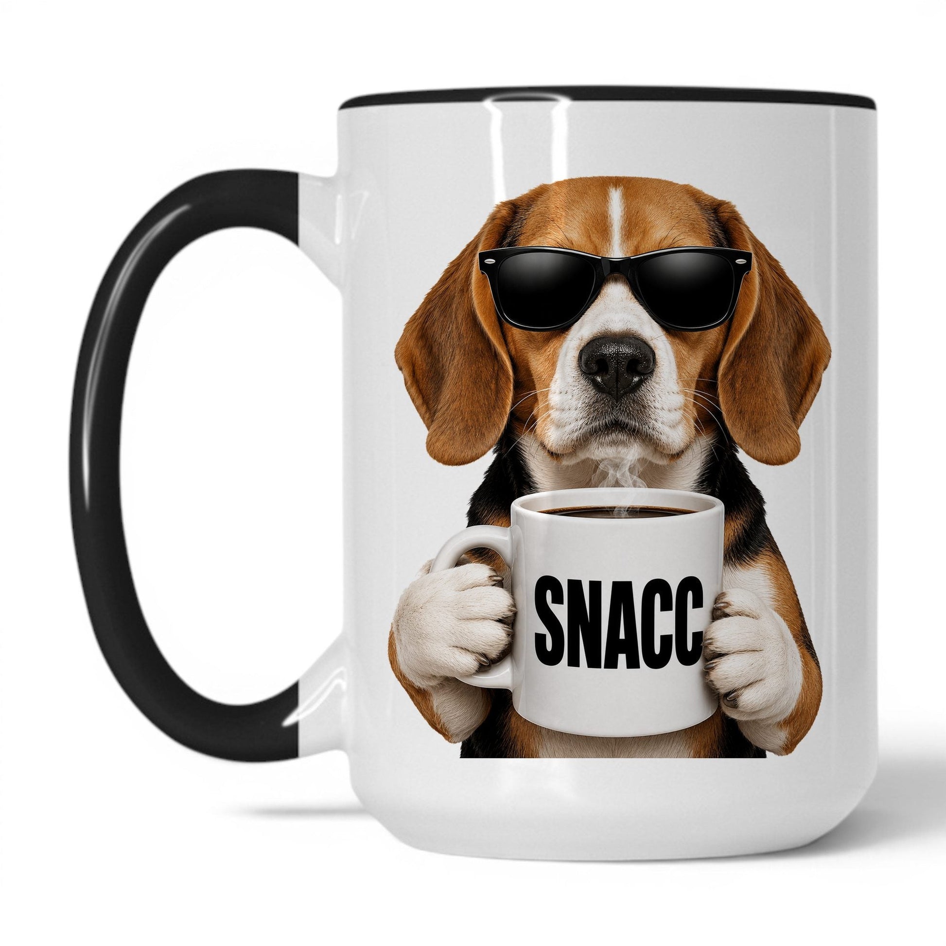 Beagle Snacc coffee mug — 15oz White Black