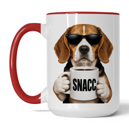 Beagle Snacc coffee mug — 15oz White Red