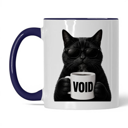 Black Cat Void coffee mug — 11oz White Midnight Blue
