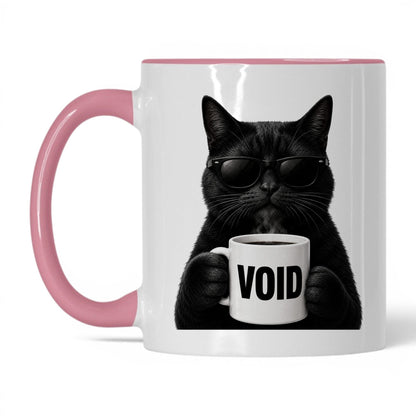 Black Cat Void coffee mug — 11oz White Pink