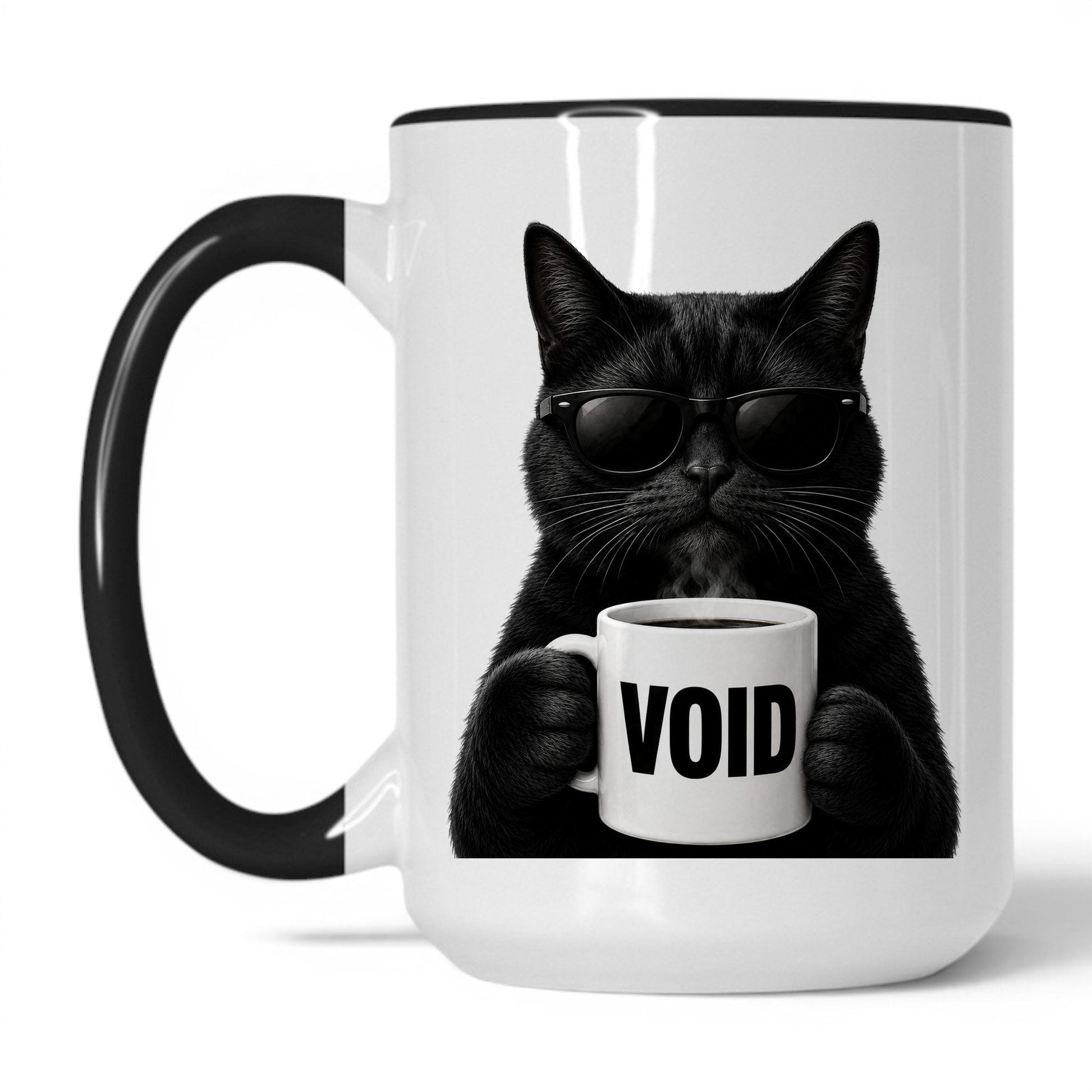 Black Cat Void coffee mug — 15oz White Black