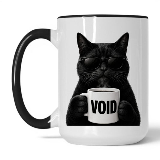 Black Cat Void coffee mug — 15oz White Black
